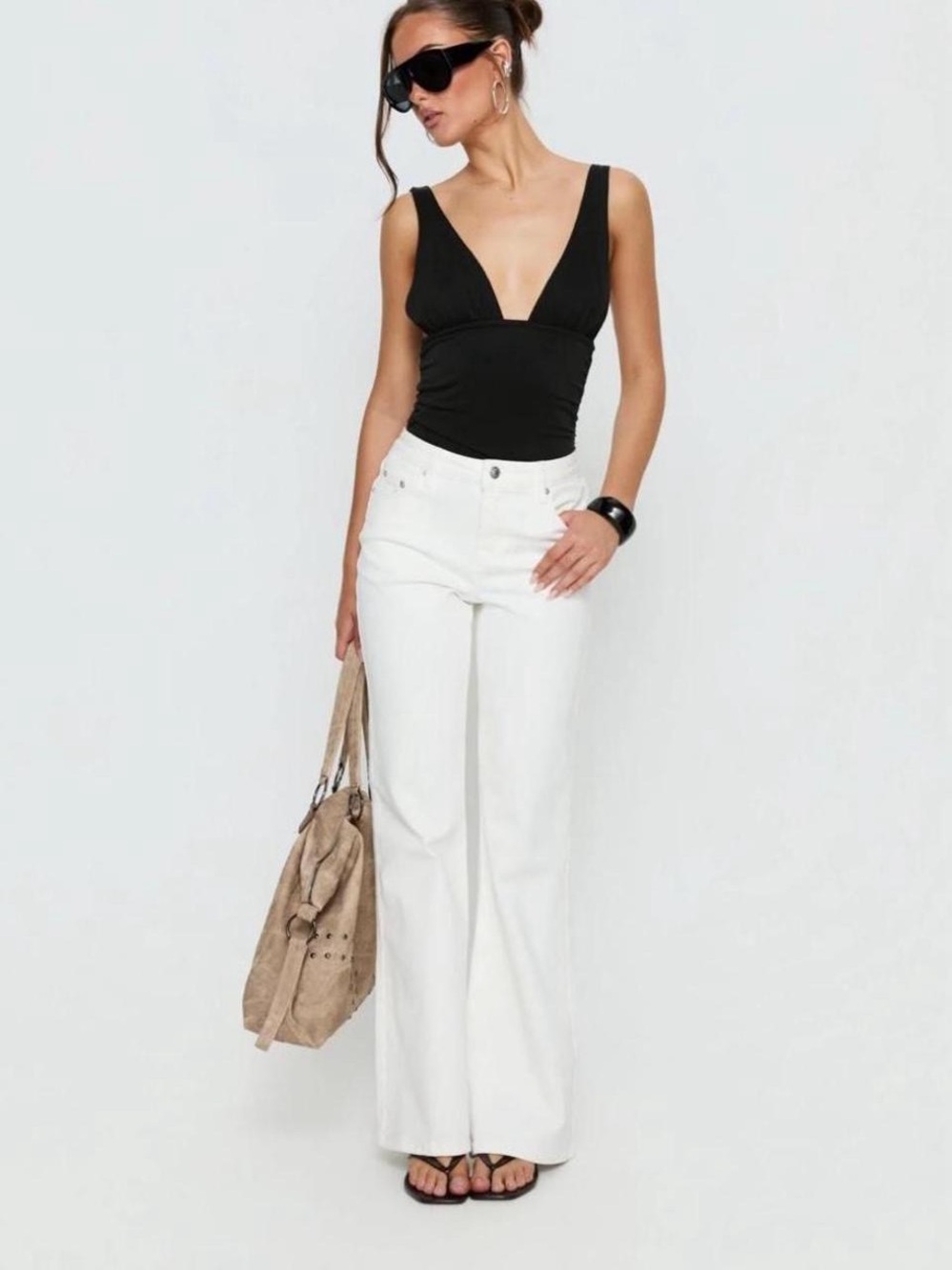 Princess Polly White Boot-Cut Jeans for Women
